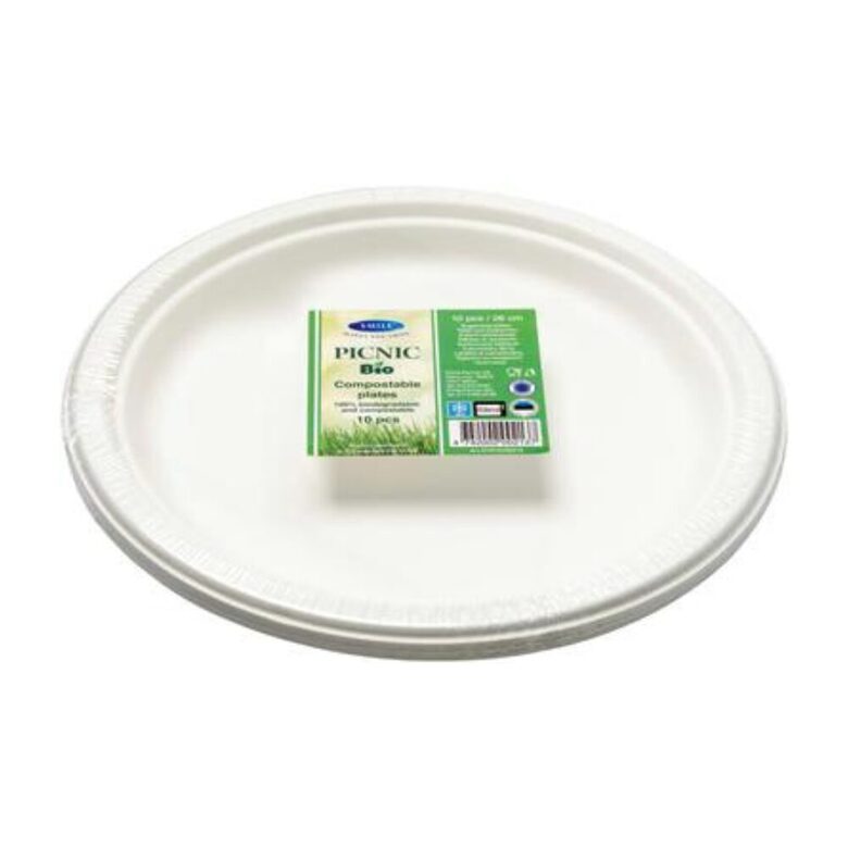 SMILE cukurniedru vienreizlietojamie šķīvji d26cm, 10gab